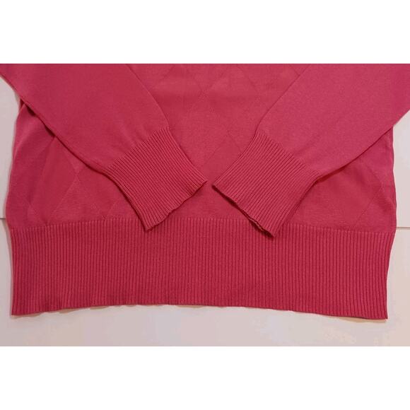 Austin Reed Top Women's Med Faint Argyle Print Long Sleeve Mock Neck Pink Silk - Picture 7 of 9